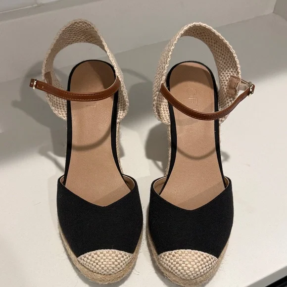 LOFT Black and Tan Espadrille Sandals. Size 8.5 - Picture 1 of 9